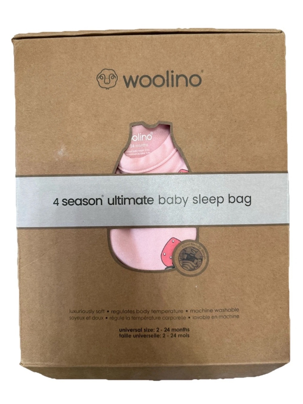 4 Season® Ultimate Baby Sleep Bag, Merino Wool & Organic Cotton, Strawberry - Picture 5 of 5